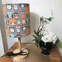 Đèn ngủ để bàn DB-H06 CÚ, đèn bàn ngủ chóa vải bố linen decor nhà cửa, chân gỗ phong cách, công tắc bật tắt, tặng kèm bóng đèn