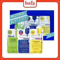 Set 33 gói Mặt Nạ Dưỡng Da, Cấp Ẩm Chuyên Sâu, Làm Dịu Da, Chống Lão Hóa Mediheal Best 3 Set (18 miếng Tea Tree + 10 miếng Collagen + 5 miếng N.M.F)