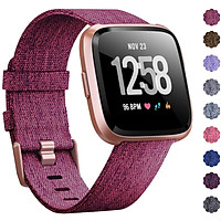 Woven Watch Band Compatible with Fitbit Versa/Fitbit Versa 2/Fitbit Versa Lite Edition Breathable Fabric Strap for Men Women Smartwatch