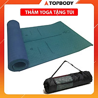 Thảm tập Yoga định tuyến TPE cao cấp tặng kèm túi đựng - chống trơn trượt thấm hút mồ hôi tốt chính hãng TOPBODY