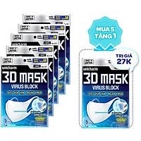 Combo 5 gói Khẩu trang Virus 5 miếng (size M) +1 gói khẩu trang Virus 5 miếng (size M)