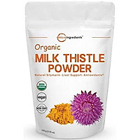 Maximum Strength Pure Organic Milk Thistle Extract Powder, 3.5 Ounces (100 Grams), Contains 80% Active Silymarin, Strongly Supports Liver Health and Antioxidant, No GMOs and Vegan Friendly