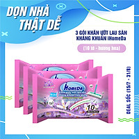 Combo 3 Gói Khăn ướt lau sàn kháng khuẩn hương Hoa tím (10 miếng)
