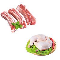 Combo 72: 1kg Sườn bẹ heo Olymel + 1kg Đùi gà góc tư