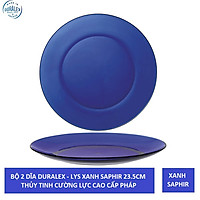 Bộ 2 dĩa cạn thủy tinh cường lực Pháp Duralex Lys 23,5 cm ( Vàng Amber/ Xanh Marine/ Xanh Saphir, Nâu khói Creole)
