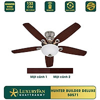Quạt trần đèn trang trí HUNTER BUILDER DELUXE - Cánh gỗ cao cấp, tích hợp điều khiển từ xa, Hàng chính hãng