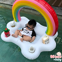 Phao bơi cầu vồng đựng cốc, phao cho bé sơ sinh