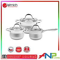 Bộ 2 Nồi Và 1 Quánh Elmich Inox 304 Ibiza EL0124 (16cm - 20cm - 24cm)