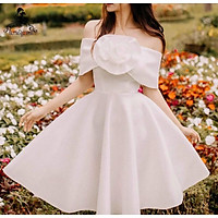 Đầm xoè bẹt vai hoa hồng ngực TRIPBLE T DRESS -size M/L - MS223V