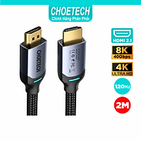 Dây Cáp Dù Lõi HDMI 2.1 8K 48Gbps, 4K 165Hz Dài 2M CHOETECH XHH01 Dùng Cho Tivi/ Máy Tính/ Playstaysion - Hàng Chính Hãng