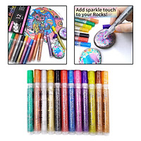 12 Pack Paint Markers - Acrylic Paint Pens for Rock Painting, Acrylic, Metallic & Glitter Paint Pens, 3 mm Tips, DIY Craft Paint Pens for Rock, Stone