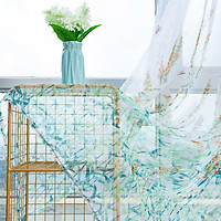 Anti-mosquito Window Curtain with Butterfly Branch Pattern Translucent Tulle for Living Room Balcony