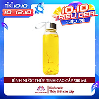 Bình thủy tinh đựng nước saffron Kingdom cao cấp, chai thủy tinh có nắp đậy, bình nước thủy tinh có dây xách tiện lợi, chai nước thủy tinh có mặt kính ép dày, chịu được nhiệt độ cao, dày dặn, cường lực và bền bỉ - 500ml