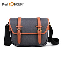 K&F CONCEPT Camera Shoulder Bag Messenger Bag Removable Divider for 1 Camera Body and 2 Lens with Cleaning Kit for DSLR