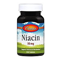 Carlson - Niacin, 50 mg, Supports Cholesterol Metabolism, Energy Production, Heart Health, Nerve Function, 300 Tablets