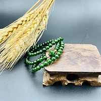 Vòng tay nữ chập 3 vòng Ng Bích xanh Nephrite mix Charm Sen Vàng10K, Sen Bích, Đồng điếu, Bi Au10K- đa mệnh