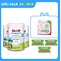 Combo 3 lon sữa bột dinh dưỡng công thức HiPP 3 Organic Combiotic chất lượng hữu cơ, tăng cường sức khoẻ hệ miễn dịch, bổ sung Canxi và vitamin D dành cho trẻ trên 12 tháng tuổi (3 lon x 800g)