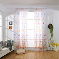 Polyester Bright Flower Pattern Vines Leaves Tulle Door Window Curtains Drape Panel Sheer Scarf Valances Senior Free Shipping
