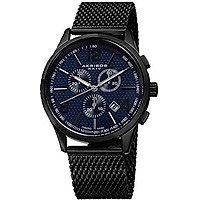 Akribos Swiss Chronograph Quartz Movement - Multifunction 3 Subdial Men's Watch on Stainless Steel Mesh Bracelet Watch - AK719