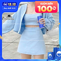 Set 3 món áo 2 dây, chân váy chữ A và áo khoác 3 màu vải umi (áo trong có mút)