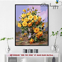 Tranh sơn dầu DIY tự tô màu Hoa sơn trà vàng mã BH0049E