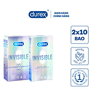 Combo Bao cao su Durex Invisible Extra Thin Extra Lubricated 10 Bao và Extra Sensitive 10 Bao
