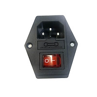 Ổ cắm AC 3 chấu 250VAC chân sắt có công tắc đèn báo điện và cầu chì