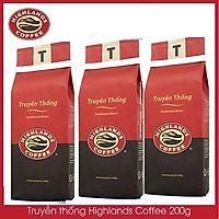 Combo 3 gói Cà phê Rang xay Truyền thống Highlands Coffee 200g