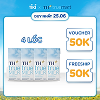 4 Lốc sữa tươi tiệt trùng nguyên chất TH True Milk 180ml (180ml x 4 hộp)