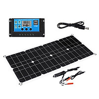 70W Solar Panel 5V/18V Dual Usb Output Ports Monocrystalline Silicon Solar Panel With 10A Solar Charge Controller - Black