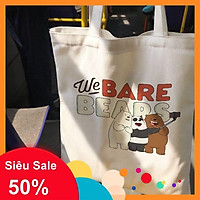 Túi vải bố tote canvas 3 chú gấu We Bare Bears 1 dây đeo vai
