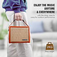 ammoon AC-15 15W Bộ khuếch đại guitar acoustic di động Amp loa BT với đầu vào micrô Hỗ trợ âm lượng điều khiển âm trầm Treble Hiệu ứng hồi âm