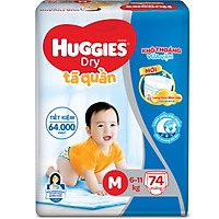 Combo 3 Gói Tã Quần Huggies Dry Gói Cực Đại M74 (74 Miếng) - Bao Bì Mới