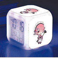 Đồng hồ báo thức để bàn in hình RE: ZERO Bắt Đầu Lại Ở Thế Giới Khác chibi anime đèn LED đổi màu