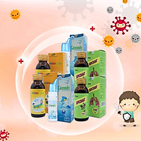 Combo tăng đề kháng cho bé Xịt mũi GreenSix, Vitamin tổng hợp Focus Children, Siro ho SkipCought