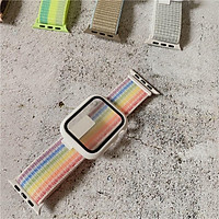 ▧▣Dây đeo đồng hồ bằng nylon kèm ốp mặt kính cho Apple Watch Band 44mm 40mm 42mm 38mm iWatch serie 6 5 4 se
