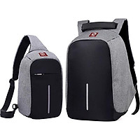 Combo Balo + Túi Đeo Chéo Chống Trộm HARAS HRTK194196 - Xám