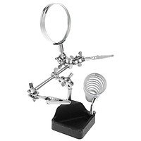 Helping Hands Magnifier Glass Stand with Auxiliary Alligator Clips – 5x Magnifying Lens for Soldering Jewelry Crafting Repair Tool w/ iron stand