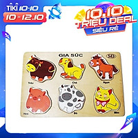 Đồ Chơi Gỗ Thông Minh - Bộ Lắp Ghép Nhận Dạng Hình Động Vật Bằng Gỗ (6 chi tiết hình thú nhiều màu) - Sản xuất tại Việt Nam, an toàn, đạt chuẩn Quatest 3 - Dành cho bé từ 3 tuổi trở lên