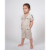 Jumpsuit Trẻ em Unisex_ Yvette LIBBY N'guyen Paris_WRIGHT FLYER_Màu Hạnh Nhân (Frosted Almond), Vải lanh cao cấp viền cotton lụa Ý