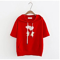 Áo thun hoodie cho bé gái và mẹ chất thun cotton xinh mát hình gấu xinh 6 màu