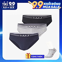Combo 3 quần lót nam sợi cotton Organic mềm mịn thoáng mát co giãn 4 chiều MRM Manlywear (TẶNG Đôi Tất Nam Cao Cấp màu ngẫu nhiên)
