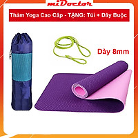 Thảm Tập YoGa Dày 8mm miDoctor + Bao Thảm Tập Yoga + Dây Thảm Tập Yoga (Túi, Dây Giao Màu Ngẫu Nhiên)