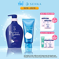 Bộ sữa tắm dưỡng ẩm Senka hương linh lan, hoa nhài và sữa rửa mặt tạo bọt