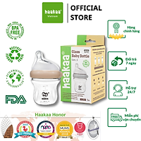 Bình sữa cổ rộng thủy tinh Gen.3 - Chính hãng Haakaa, New Zealand - Chống sặc, chống đầy hơi cho bé - Dung tích 90ml và 160ml