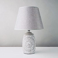 Đèn ngủ gốm vintage màu xám trắng hoa văn DS-TL9616