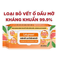 {SẢN PHẨM MỚI} Khăn Ướt Lau Ố Dầu Nhà Bếp Let-Green 30 Tờ/Bao