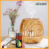 Combo máy khuếch tán/ máy xông tinh dầu Đèn Lồng Cây N'Farm NF2074 + tinh dầu sả chanh N'Farm 10ml. Có remote