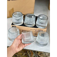 Bộ 6 cốc thuỷ tinh kim cương (diamond) đế xoay cao cấp