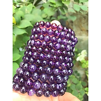 CHIẾC VÒNG NỮ MÀU TÍM THỦY CHUNG ĐẬM 100% ĐÁ THẠCH ANH TÍM TỰ NHIÊN SIZE VÒNG 8MM MÀU TÍM ĐẬM ĐẸP LẮM Ạ NỮ MỆNH HỎA THỔ